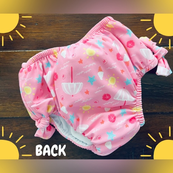 Green Sprouts Pink Swim Diaper and matching tank w/bow detail - Picture 2 of 4
